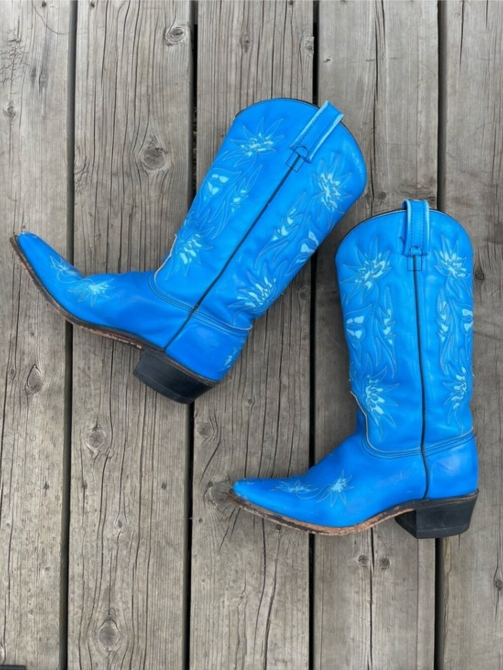 RARE Vintage Blue Leather Western Cowboy Boots